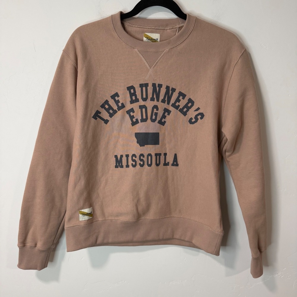 Tracksmith Womens Sweatshirt XS Tan Runners Edge Missoula Crewneck